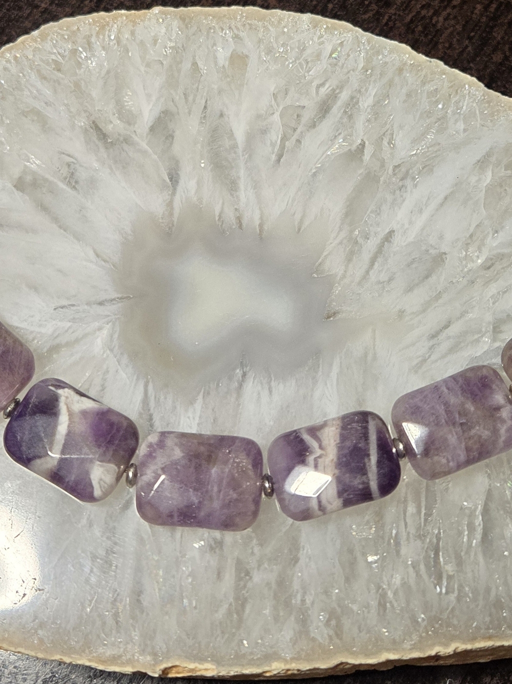 Chevron Purple Amethyst Beaded Bracelet